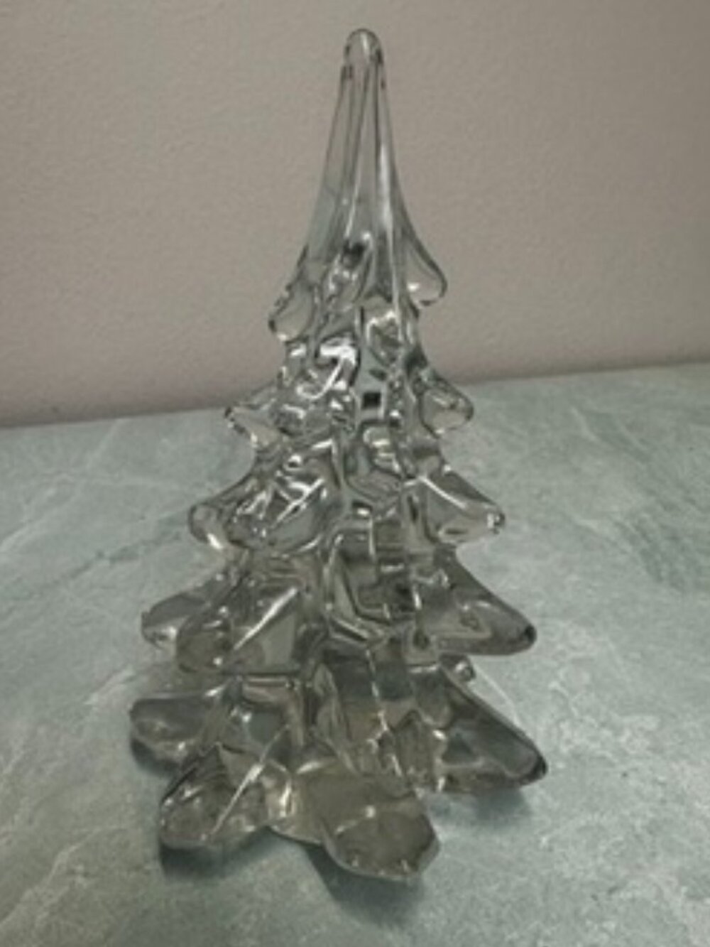 Fenton clear glass 6.5 inch tall tree holiday winter decoration